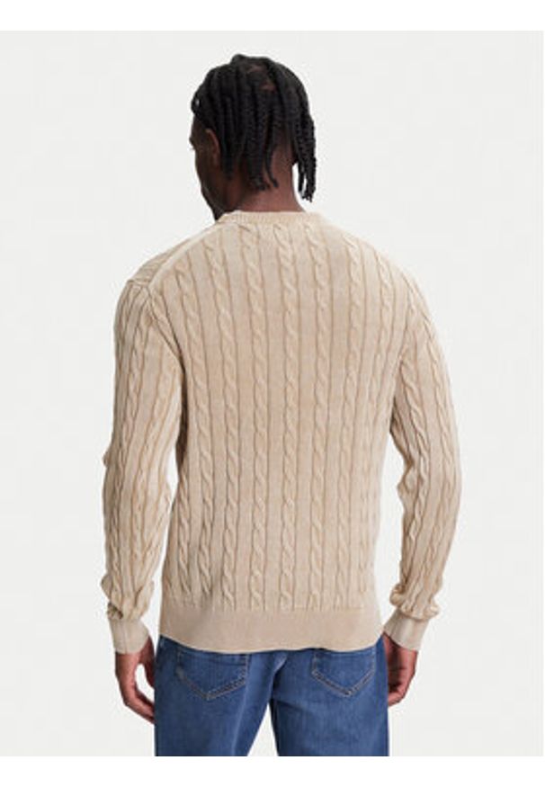 TOMMY HILFIGER - Tommy Hilfiger Sweter Classic MW0MW39524 Beżowy Regular Fit. Kolor: beżowy. Materiał: bawełna