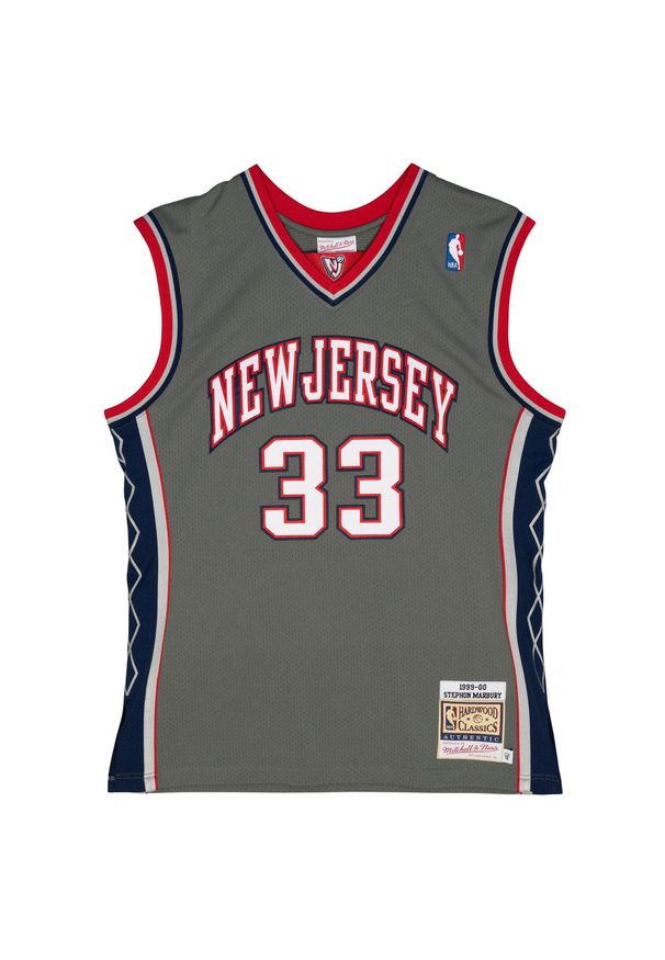 Mitchell & Ness - Koszulka Nba New Jersey Nets Stephon Marbury. Kolor: szary. Materiał: jersey. Sport: koszykówka
