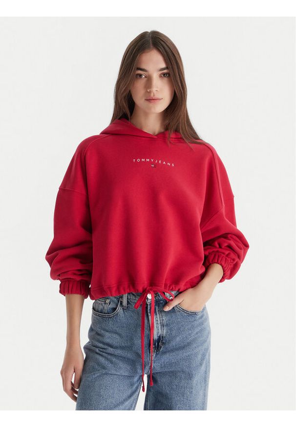 Tommy Jeans Bluza Bling Linear DW0DW21607 Czerwony Regular Fit. Kolor: czerwony. Materiał: bawełna