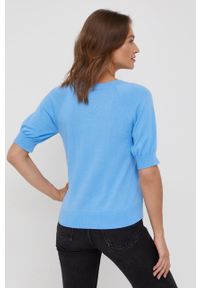 TOMMY HILFIGER - Tommy Hilfiger sweter bawełniany damski lekki. Kolor: niebieski. Materiał: bawełna. Długość rękawa: raglanowy rękaw. Wzór: gładki #5