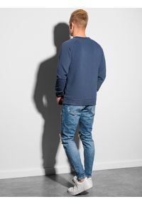Ombre Clothing - Bluza męska bez kaptura B1156 - ciemnoniebieska - S. Typ kołnierza: bez kaptura. Kolor: niebieski. Materiał: bawełna, dresówka, dzianina, jeans, poliester #3
