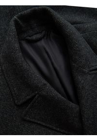 Ombre Clothing - Krótki dwurzędowy męski płaszcz z wełną – grafitowy V1. Okazja: na co dzień. Kolor: szary. Materiał: wełna. Długość: krótkie. Wzór: ze splotem, paski. Sezon: zima. Styl: casual, elegancki #5