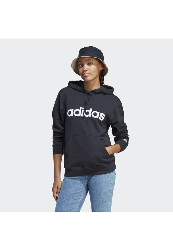 Adidas - Bluza z kapturem Essentials Linear. Typ kołnierza: kaptur. Kolor: czarny, biały, wielokolorowy. Sport: fitness