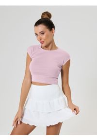 Sinsay - Bawełniana koszulka basic - różowy. Kolor: różowy. Materiał: bawełna