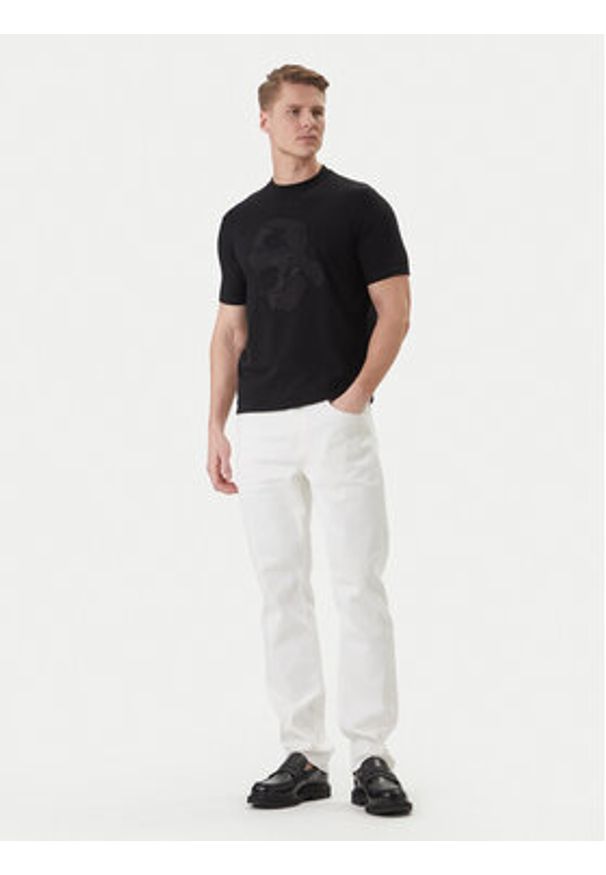 Karl Lagerfeld - KARL LAGERFELD T-Shirt 755036 562221 Czarny Loose Fit. Typ kołnierza: dekolt w karo. Kolor: czarny. Materiał: bawełna