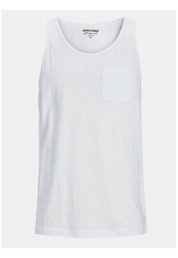 Jack & Jones - Jack&Jones Tank top Tampa Slub 12252180 Biały Standard Fit. Kolor: biały. Materiał: bawełna