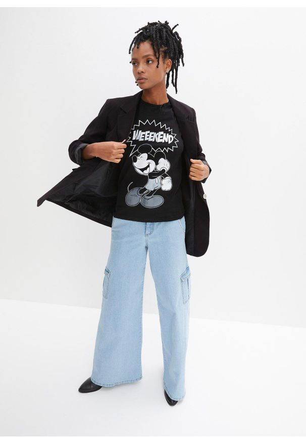 bonprix - Shirt z nadrukiem Myszki Miki. Kolor: czarny. Wzór: nadruk