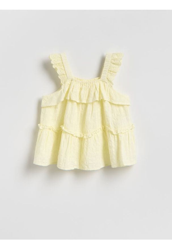 Reserved - Bluzka na ramiączkach z wiskozą - jasnożółty. Kolor: żółty. Materiał: wiskoza. Długość rękawa: na ramiączkach