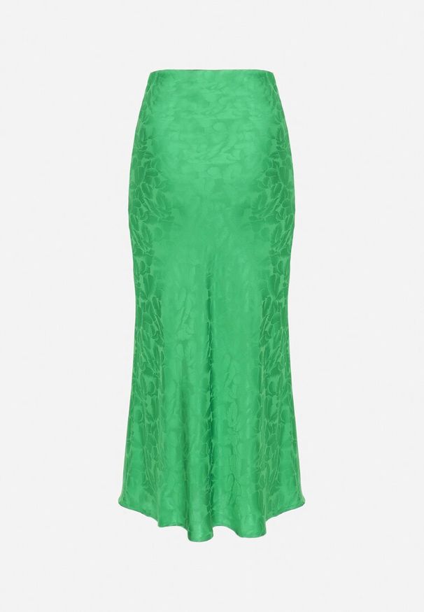 Born2be - Zielona Elegancka Spódnica Midi z Gumką w Pasie Falire. Kolor: zielony. Styl: elegancki