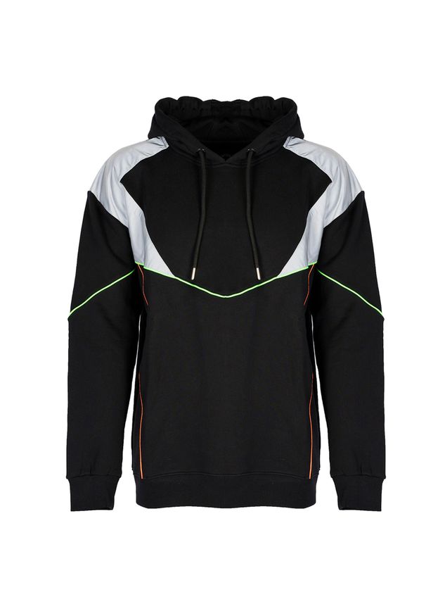 Les Hommes Bluza "Oversize" | LHH702750B | Oversize Hoodie | Mężczyzna | Czarny. Typ kołnierza: kaptur. Kolor: czarny. Materiał: bawełna. Wzór: aplikacja