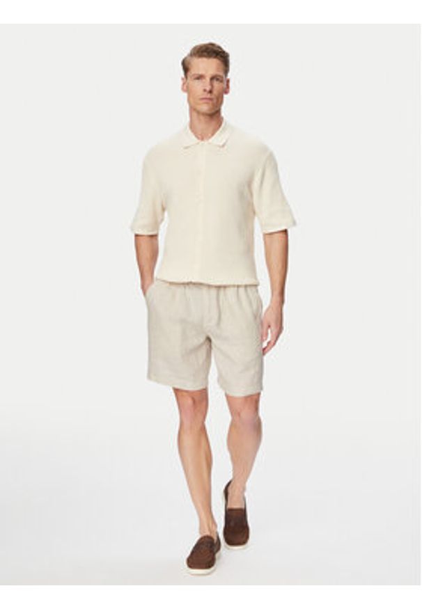 Jack & Jones Szorty materiałowe Bill 12253134 Beżowy Wide Leg. Kolor: beżowy. Materiał: len