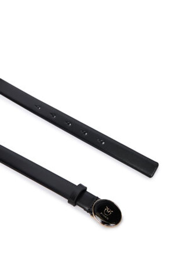 Pinko - PINKO Pasek Damski Round Enamel H2 Belt 20252 PLT01 105466.A2QL Czarny. Kolor: czarny. Materiał: skóra