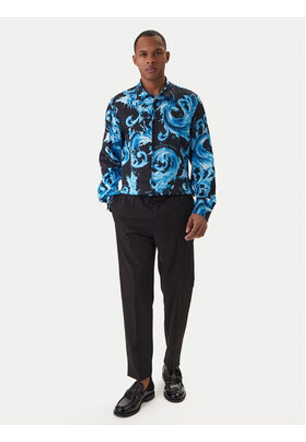 Versace Jeans Couture Koszula 80GAL2R0 NS757 Niebieski Regular Fit. Kolor: niebieski. Materiał: wiskoza