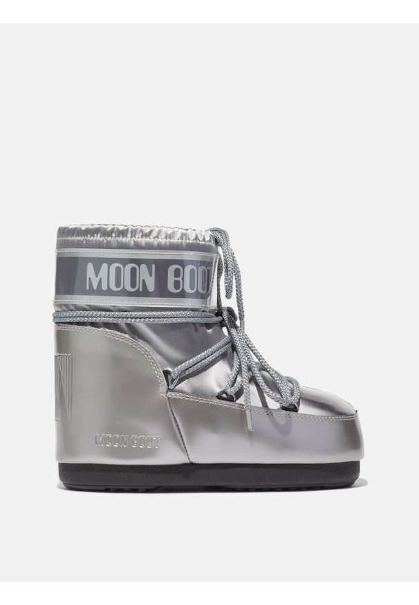 Śniegowce damskie Moon Boot ICON LOW GLANCE BLACK SATIN BOOTS. Kolor: czarny