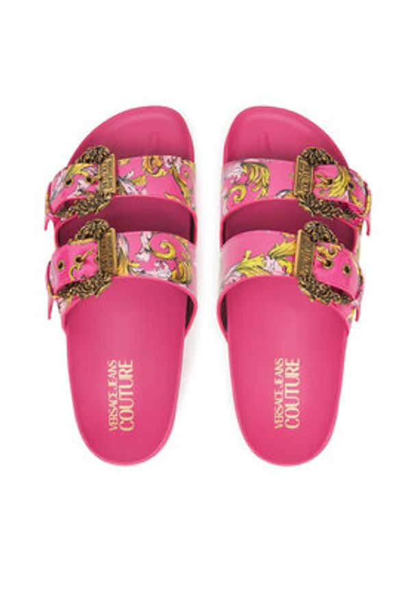 Versace Jeans Couture Klapki 78VA3SM1 Różowy. Kolor: różowy. Materiał: skóra