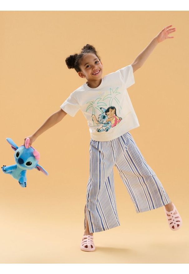 Sinsay - Koszulka Stitch - kremowy. Kolor: kremowy