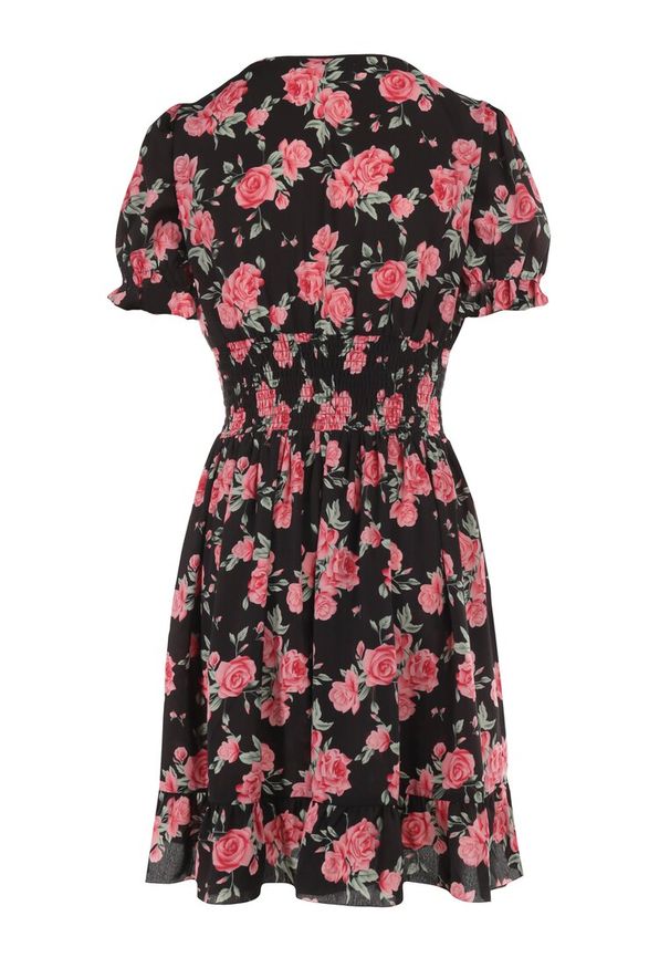 Born2be - Czarna Sukienka Aethiliana. Kolor: czarny. Długość rękawa: krótki rękaw. Długość: mini