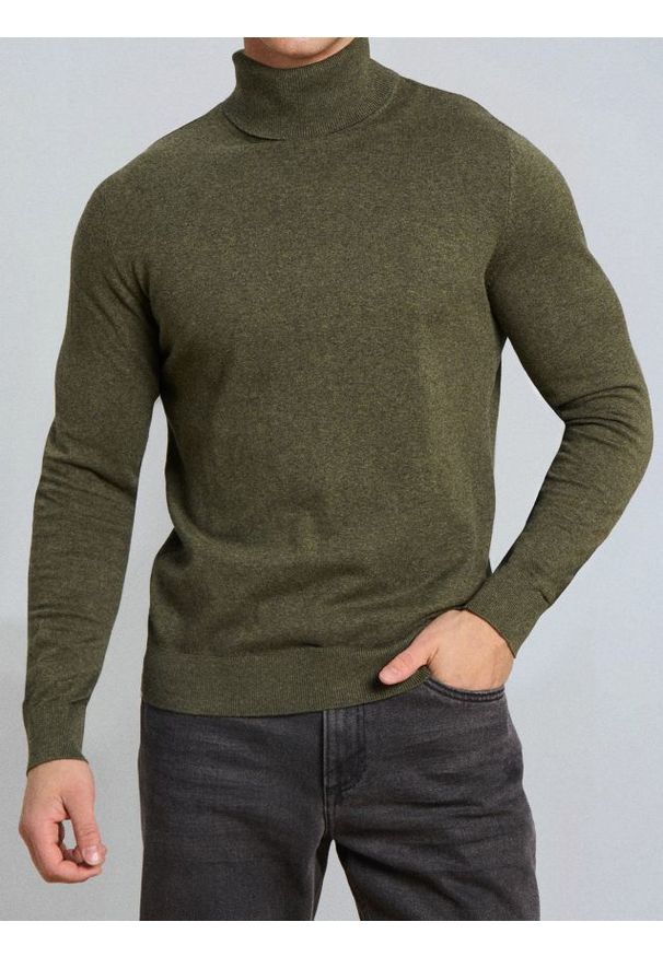 Sinsay - Klasyczny golf - zielony. Typ kołnierza: golf. Kolor: zielony. Styl: klasyczny