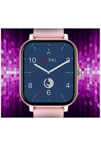NoName - Smartwatch zegarek damski męski gumowy pasek sport bluetooth rozmowy różowy. Rodzaj zegarka: smartwatch. Kolor: różowy. Materiał: guma. Styl: sportowy #1