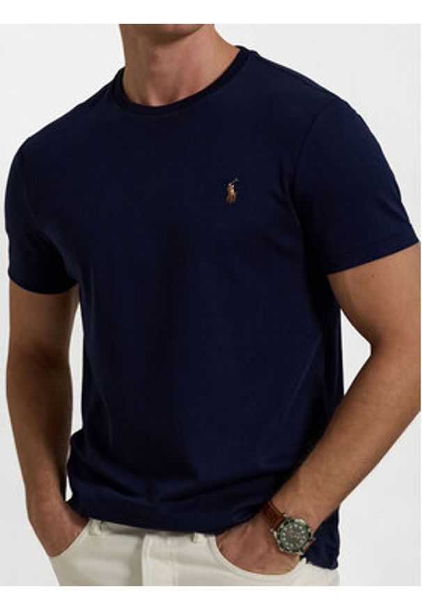 Polo Ralph Lauren T-Shirt 710740727 Granatowy Slim Fit. Typ kołnierza: polo. Kolor: niebieski. Materiał: bawełna