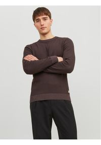 Jack & Jones Sweter 12212816 Brązowy Regular Fit. Kolor: brązowy. Materiał: bawełna