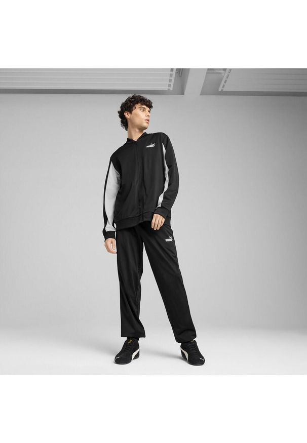 Puma - Męski dres inspirowany koszykówką z poliestru PUMA Black. Kolor: czarny, brązowy, zielony, wielokolorowy. Materiał: dresówka, poliester. Sport: koszykówka