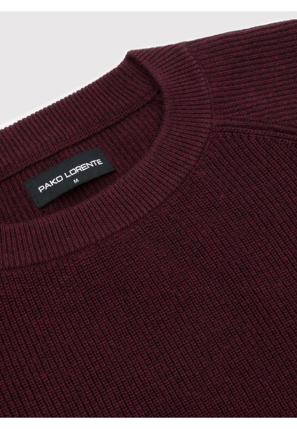 Pako Lorente - PAKO LORENTE – Bordowy bawełniany sweter męski. Okazja: na co dzień. Kolor: czerwony. Materiał: bawełna. Sezon: jesień. Styl: casual