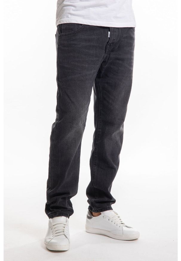 Takeshy Kurosawa Jeansy "Slim Cropped" | 83446 | Mężczyzna | Czarny. Okazja: na co dzień. Kolor: czarny. Wzór: aplikacja. Styl: klasyczny, casual