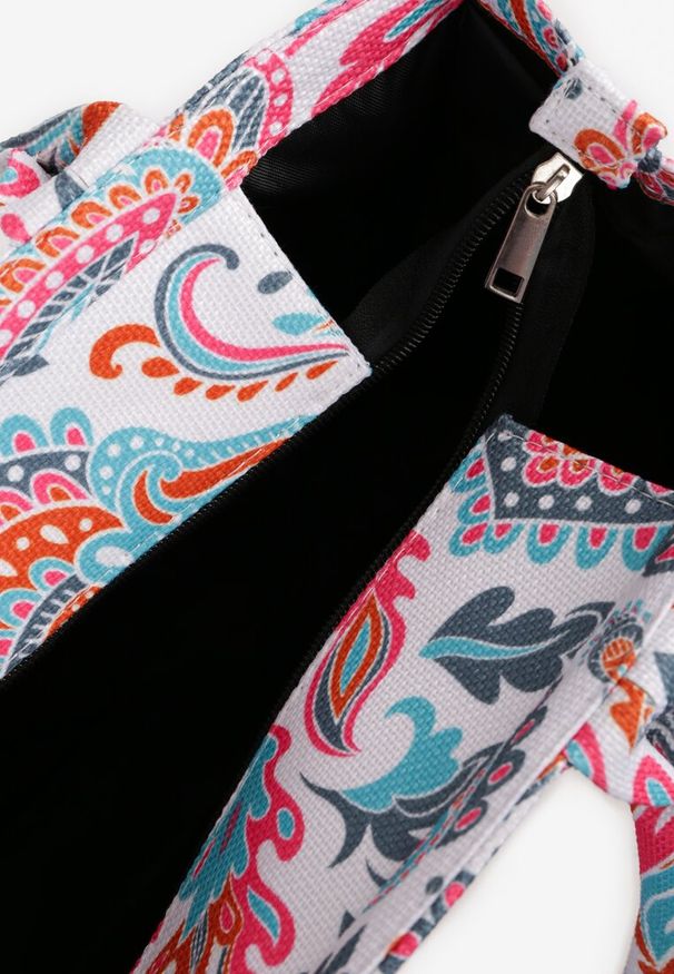 Born2be - Pomarańczowa Geometryczna Torebka Shopper w Ornamentalny Wzór Alisetha. Kolor: pomarańczowy. Wzór: geometria. Styl: elegancki, casual