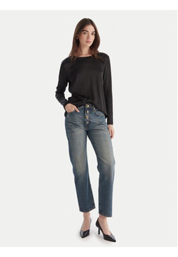 ViCOLO Bluzka TF0244 Czarny Regular Fit. Kolor: czarny. Materiał: wiskoza