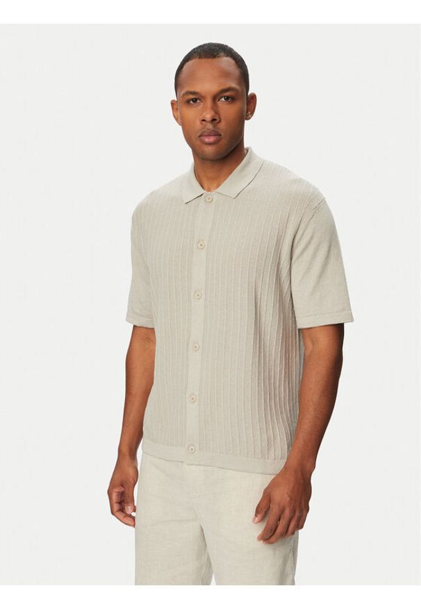 BOSS Koszula Amicino 50558725 Beżowy Regular Fit. Kolor: beżowy. Materiał: bawełna