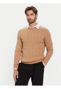 BOSS Sweter H-Hetico 50549975 Beżowy Regular Fit. Kolor: beżowy. Materiał: wełna