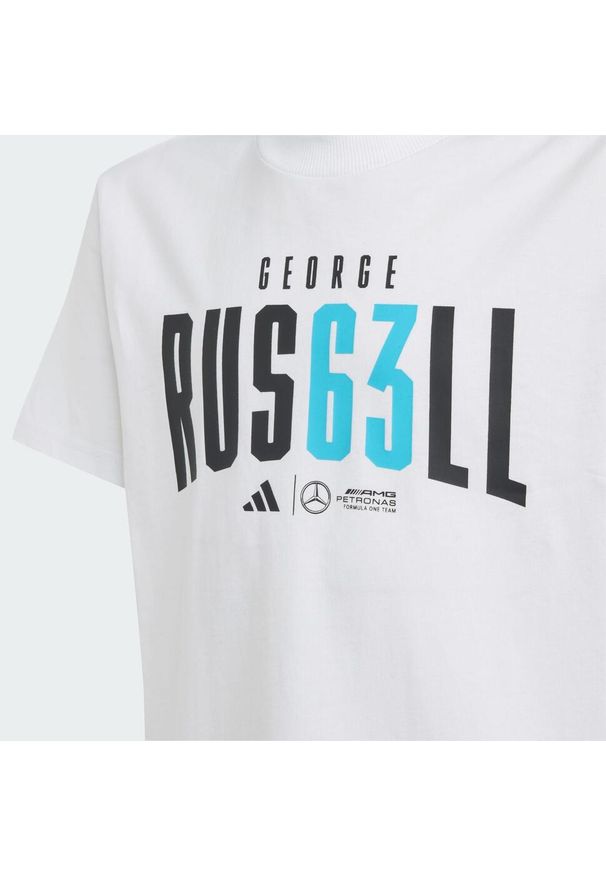 Adidas - Koszulka Mercedes - AMG Petronas Formula One Team George Russell Kids. Kolor: biały. Materiał: bawełna
