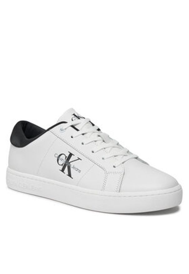Calvin Klein Jeans Sneakersy Classic Cupsole Low Laceup Lth YM0YM00864 Beżowy. Kolor: biały. Materiał: skóra