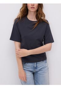 Reserved - T-shirt z bawełną - ciemnoszary. Kolor: szary. Materiał: bawełna. Styl: klasyczny