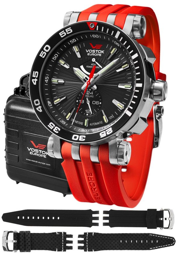 Zegarek męski Vostok Europe YN84-575A538SR czerwony. Kolor: czerwony