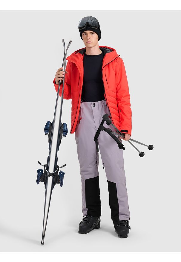 4f - 4F Kurtka narciarska membrana 10000 męska - czerwona S. Kolor: czerwony. Materiał: skóra, poliester, materiał. Sezon: zima. Styl: sportowy