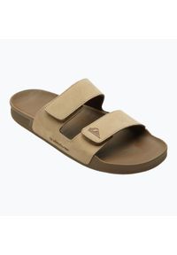 Klapki męskie Quiksilver Rivi Leather Double Adjust. Kolor: brązowy