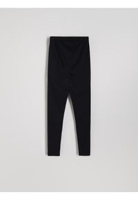 Reserved - Bawełniane legginsy z wysokim stanem - czarny. Stan: podwyższony. Kolor: czarny. Materiał: bawełna. Styl: klasyczny