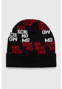 MOSCHINO - Moschino czapka wełniana kolor czarny wełniana. Kolor: czarny. Materiał: wełna