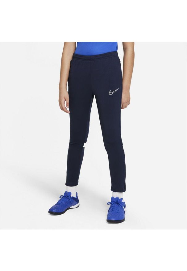 Nike Jr Spodnie Dri‑FIT Academy dziecięce szaro‑niebieskie XS (122–128). Kolor: niebieski. Technologia: Dri-Fit (Nike)