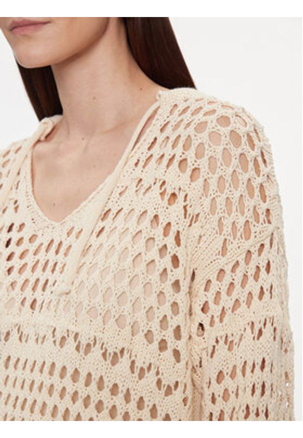 Kontatto Sweter 3M2063C Beżowy Regular Fit. Kolor: beżowy. Materiał: bawełna