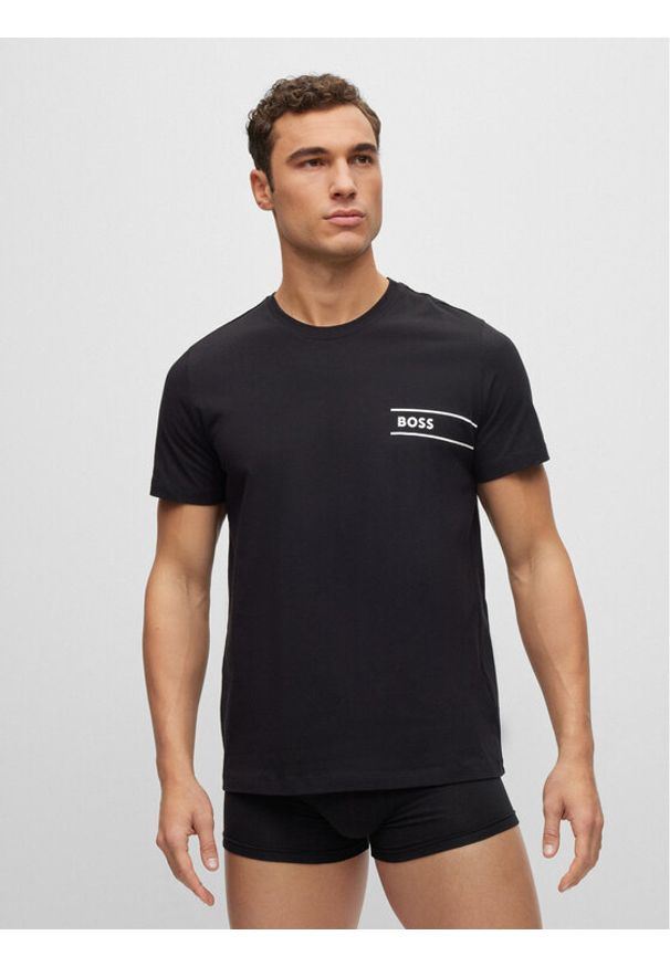 BOSS - Boss T-Shirt 50489442 Czarny Regular Fit. Kolor: czarny. Materiał: bawełna
