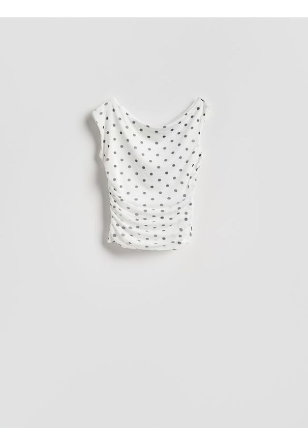 Reserved - Bluzka w groszki - wielobarwny. Materiał: dzianina. Wzór: grochy