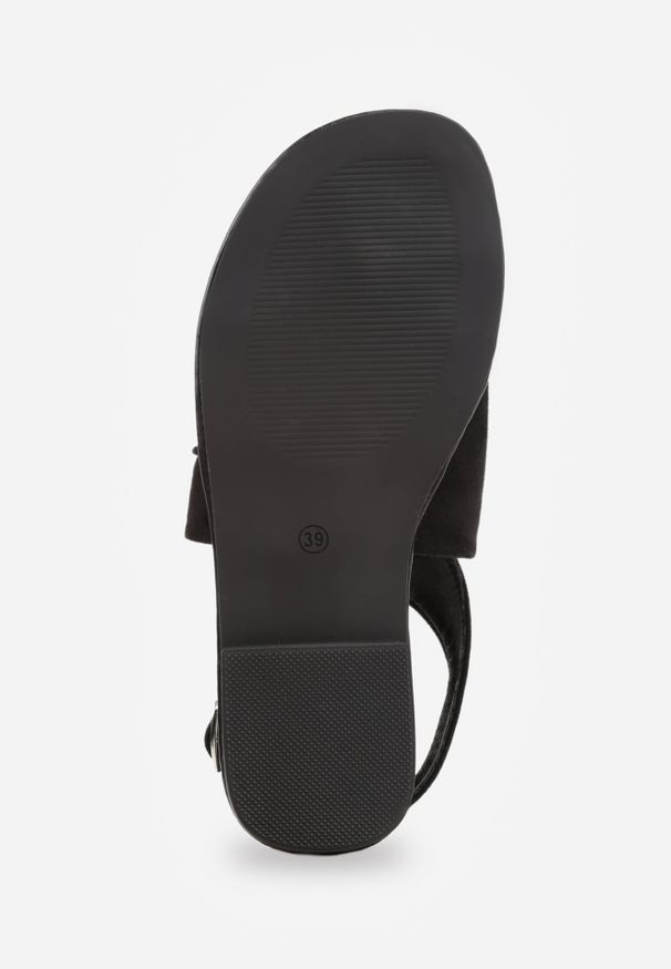 Renee - Czarne Sandały VICES z Imitacji Zamszu o Fasonie Japonek z Paskiem na Palec Cresea. Zapięcie: pasek. Kolor: czarny. Materiał: zamsz. Sezon: wiosna, lato