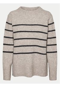 Vero Moda Sweter Flawless 10320487 Beżowy Loose Fit. Kolor: beżowy. Materiał: syntetyk #6