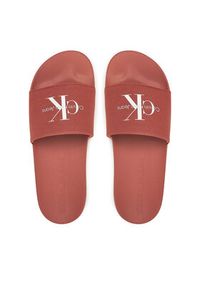 Calvin Klein Jeans Klapki Slide Monogram Cv YM0YM01271 Koralowy. Kolor: pomarańczowy. Materiał: materiał