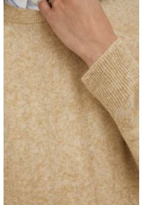 AMERICAN VINTAGE - American Vintage sweter wełniany męski kolor beżowy lekki. Kolor: beżowy. Materiał: wełna. Wzór: gładki. Styl: vintage #4