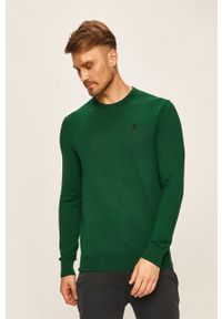 Polo Ralph Lauren - Sweter. Typ kołnierza: polo. Kolor: zielony. Materiał: bawełna, dzianina. Długość rękawa: długi rękaw. Długość: długie. Wzór: gładki, aplikacja #4