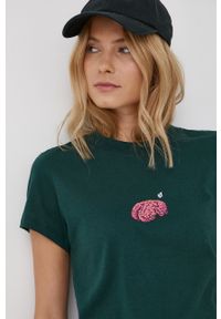 Volcom - T-shirt bawełniany. Okazja: na co dzień. Kolor: zielony. Materiał: bawełna. Wzór: nadruk. Styl: casual #3